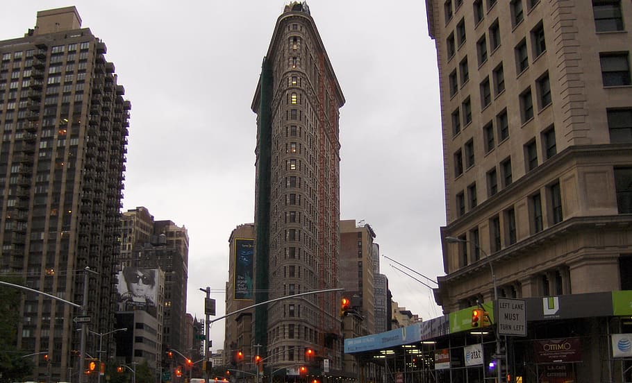 뉴욕, 맨해튼, 아이언 빌딩, 건축물, 건물 외관, 건물, 시티, 사무실 건물 외관, 낮은 각도보기, 탑