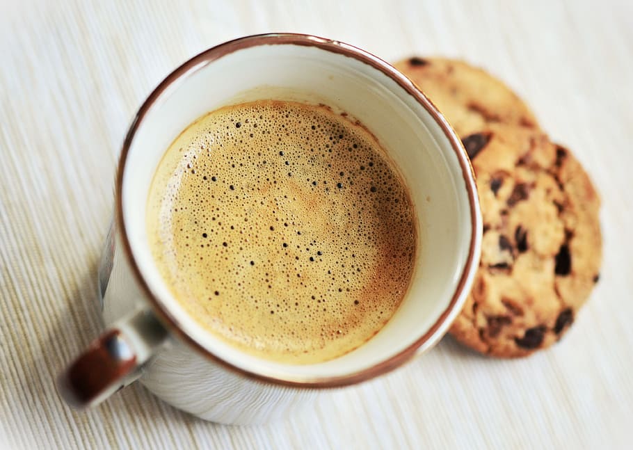taza, café, dos, galleta, taza de café, pausa para el café, cerámica, aroma, estimulante, bebida de café