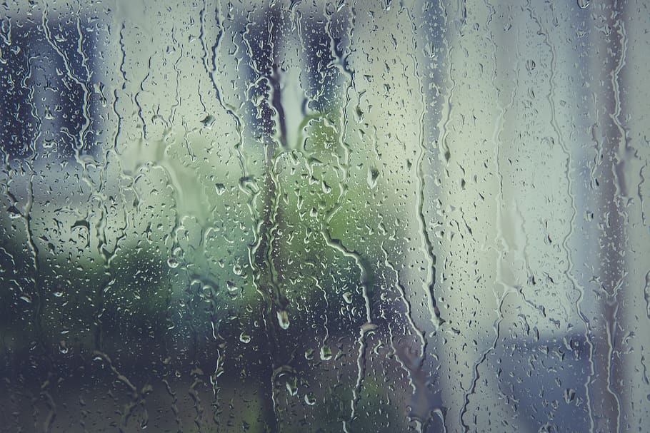 hujan, tetesan hujan, jendela, basah, badai, penurunan, kaca - bahan, air, jelas, bingkai penuh