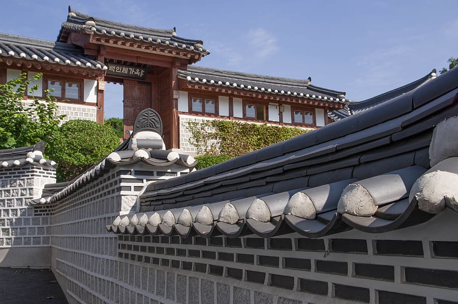korea, seoul, architecture, wall, roofing, built structure, building exterior, building, day, nature