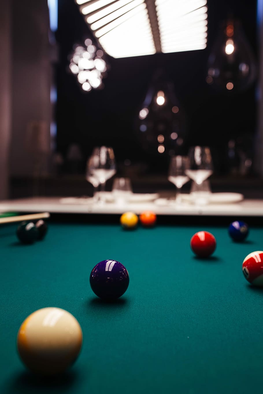 green, table, billiard cue, Billiard balls, green table, nobody, time, hobby, balls, game
