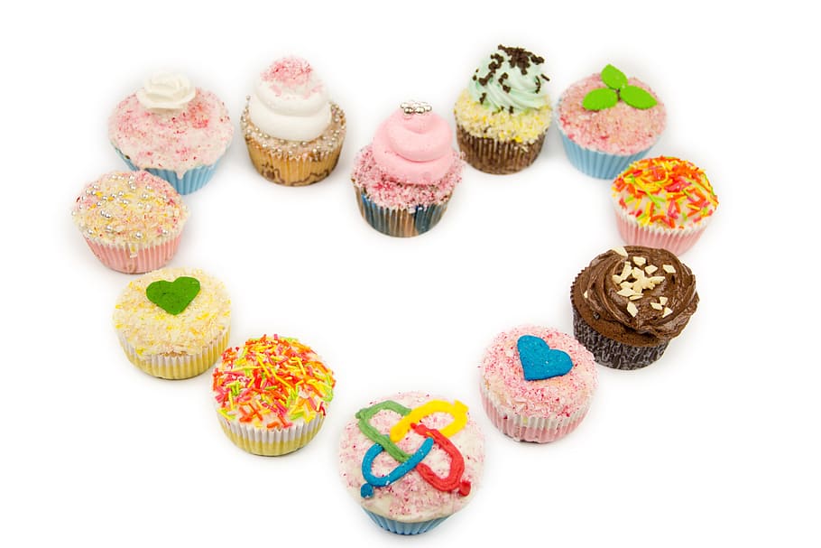 heart, shaped, cupcake art, heart shaped, cupcake, art, cupcakes, sweets, sweet, bakery
