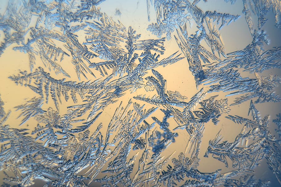 雪の結晶, 冬, 冷ややかな, 冷凍, マクロ, 背景, 青, 霜, 氷, 雪