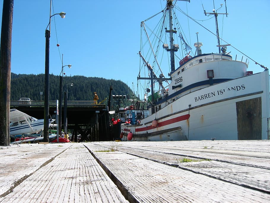 muelle de Wrangell, barco de pesca, Wrangell, muelle, Alaska, dominio público, barcos, puerto, embarcación náutica, muelle comercial