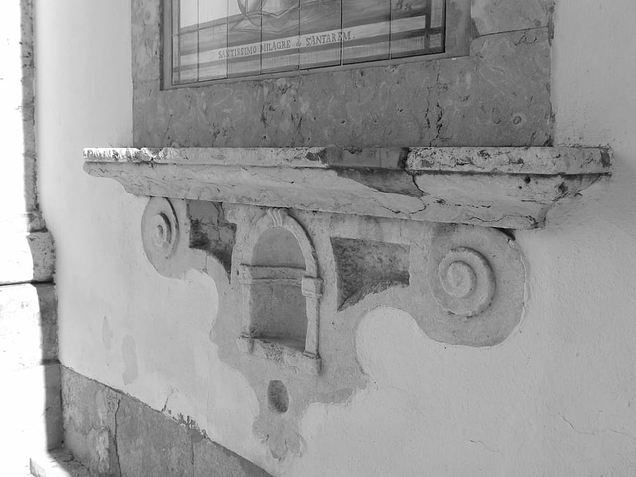 Architecture, Window, Perspective, structure, building, detail, sill, stonework, plaster, black and white