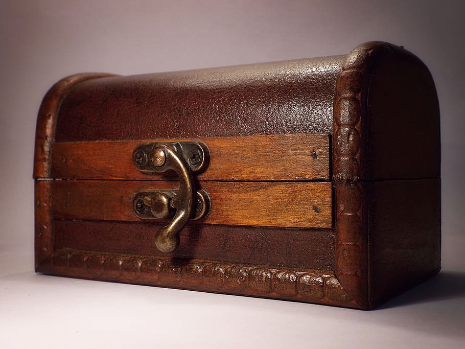 chest, decoration, brown, leather, old, single object, retro styled, suitcase, antique, luggage