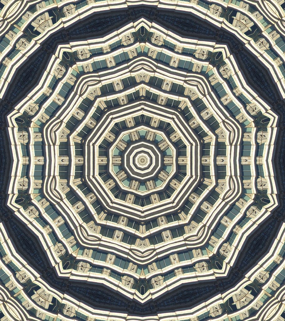 kaleidoscope, fractional, shapes, mandala, pattern, geometry, line, decorative, meditation, architecture