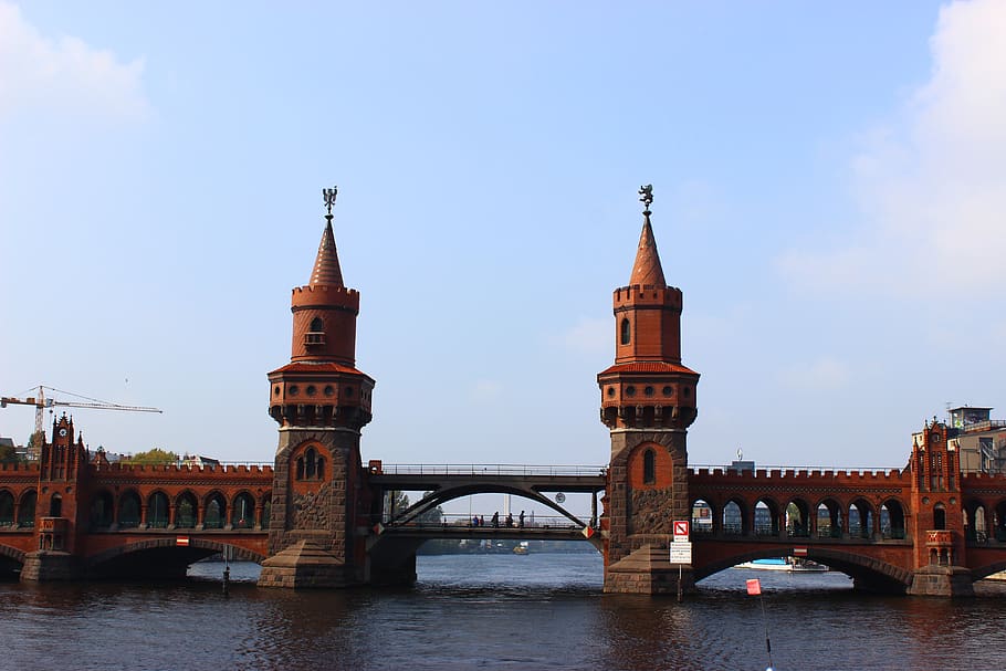 oberbaumbrücke, spree, berlin, bridge, architecture, road bridge, towers, capital, places of interest, built structure