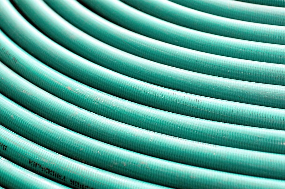 hose, watering, green, circle, wrapped, plastic explosive, backgrounds, pattern, full frame, multi colored