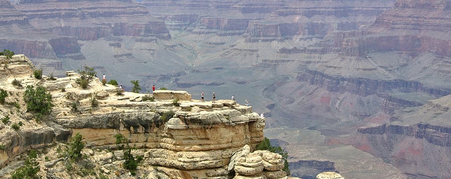 people, rock formation, daytime, grand canyon, landscape, nature, travel, panorama, canyon, america