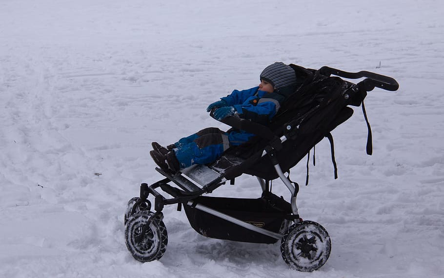 stroller, child, sleeping, snow, winter, denmark, white, frost, copenhagen, ice cream