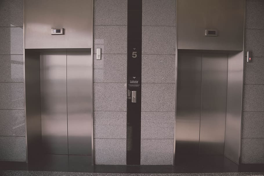 灰色のエレベーター, エレベーター, 美しい景色, 建物, ドア, 屋内, 入り口, 建築, セキュリティ, 安全