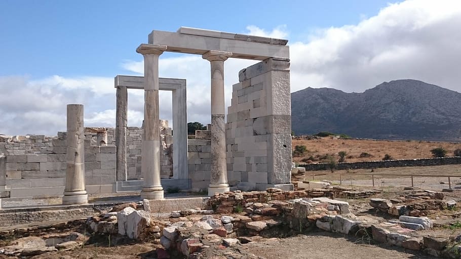 ruina, mármol, grecia, himmel, montaña, piedra, arquitectura, estructura construida, historia, columna arquitectónica
