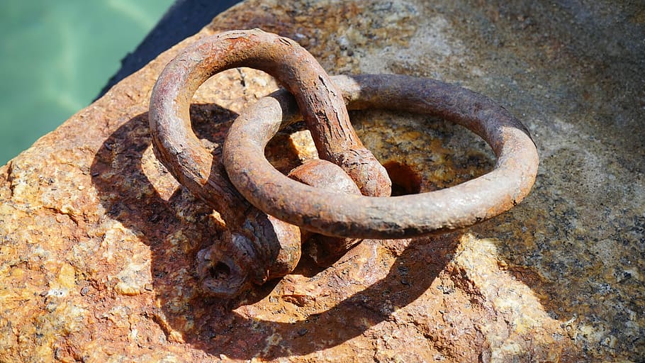Ring, Metal, Old, Brown, rusty, weathered, vintage, chain, secure, ship