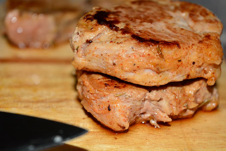 steak daging babi, steak, daging, lezat, makanan, daging sapi, panggang, makan malam, makan, barbekyu