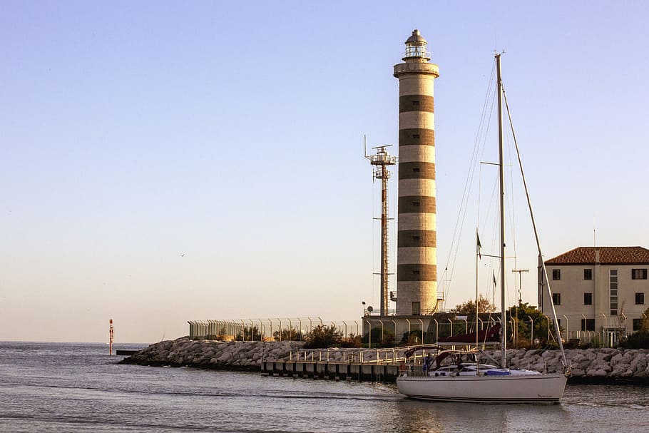 lighthouse, boot, port, harbour entrance, coast, sea, holiday, island, boat trip, ship