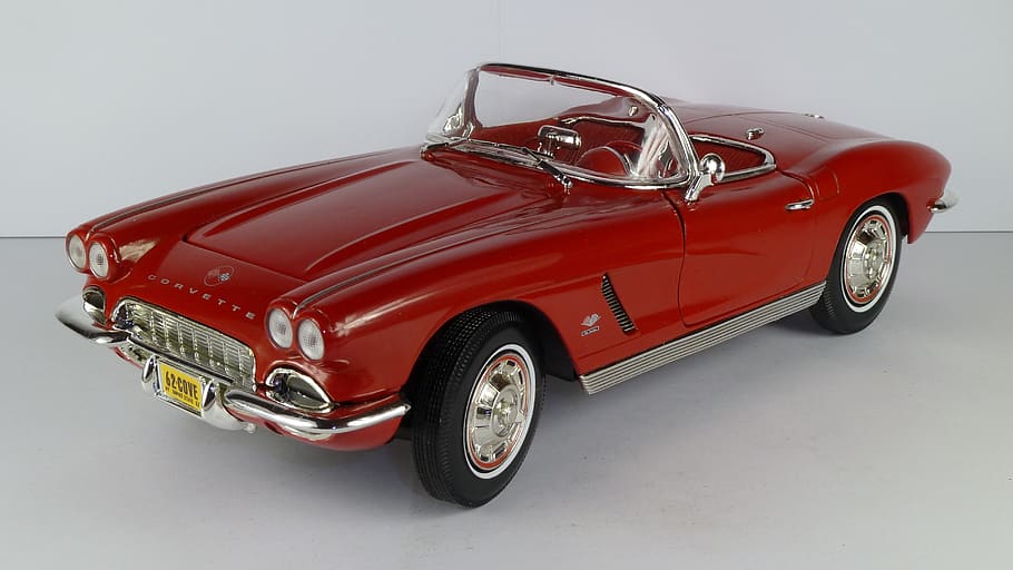chevrolet, corvette, 1962, cabrio, convertible, 1x18, model car, ertl, car, mode of transportation