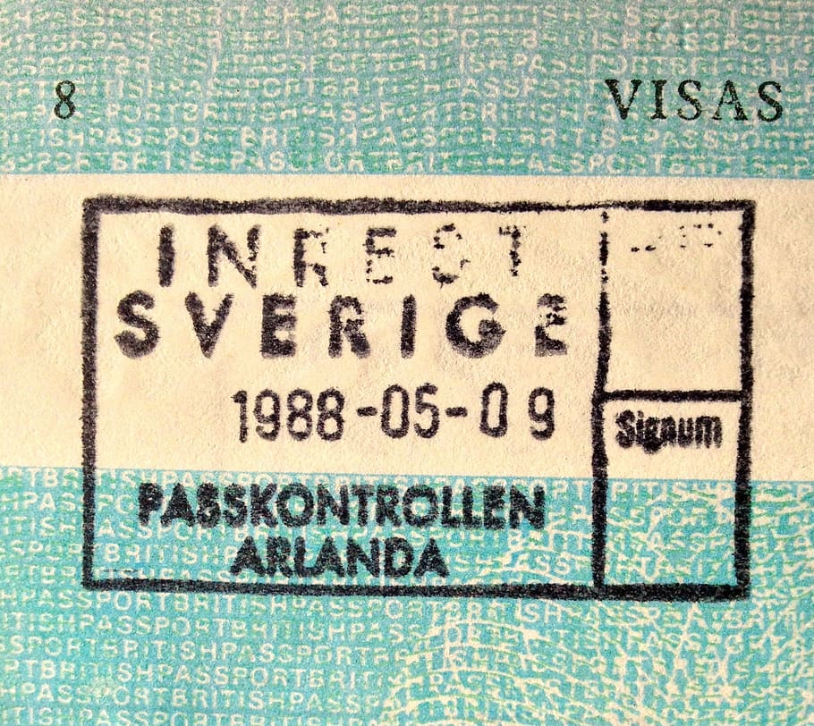 visa close-up photo, passport, sweden, arlanda, travel, swedish, tourism, immigration, airport, visit