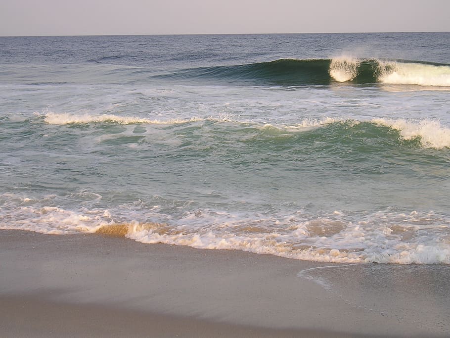 pemecah gelombang, gelombang, ombak, pantai, pemandangan, laut, samudra, pasir, outdoor, air