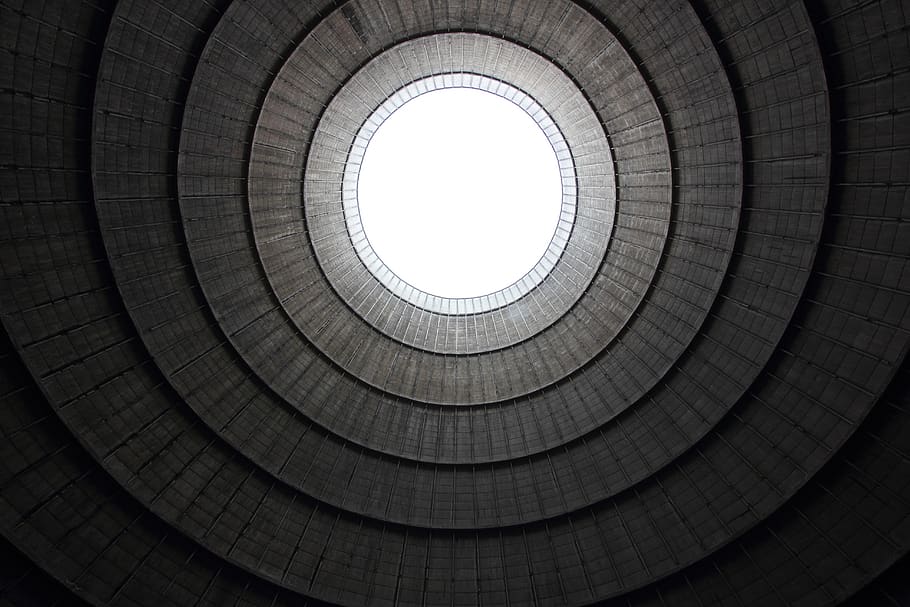 belgium, charlerois, cooling, tower, inside, power, station, architecture, built structure, circle