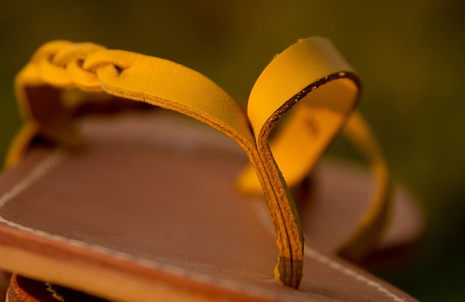 selectivo, fotografía de enfoque, marrón, sandalia, sandalias, zapatos, chanclas, tangas, calzado, cuero
