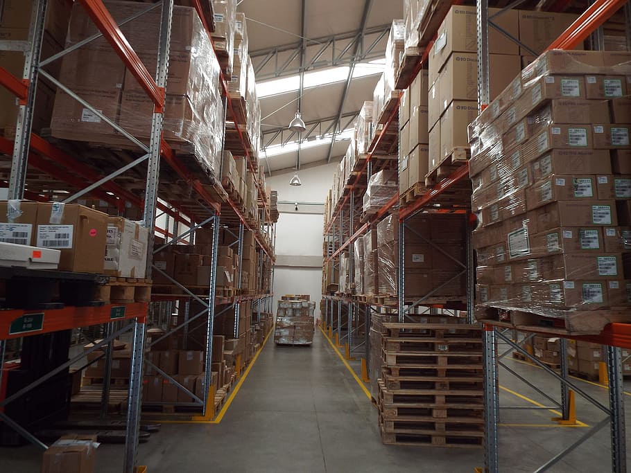 cardboard boxes, piled, shelves, inside, warehouse, winery, storage, industry, domestic room, architecture