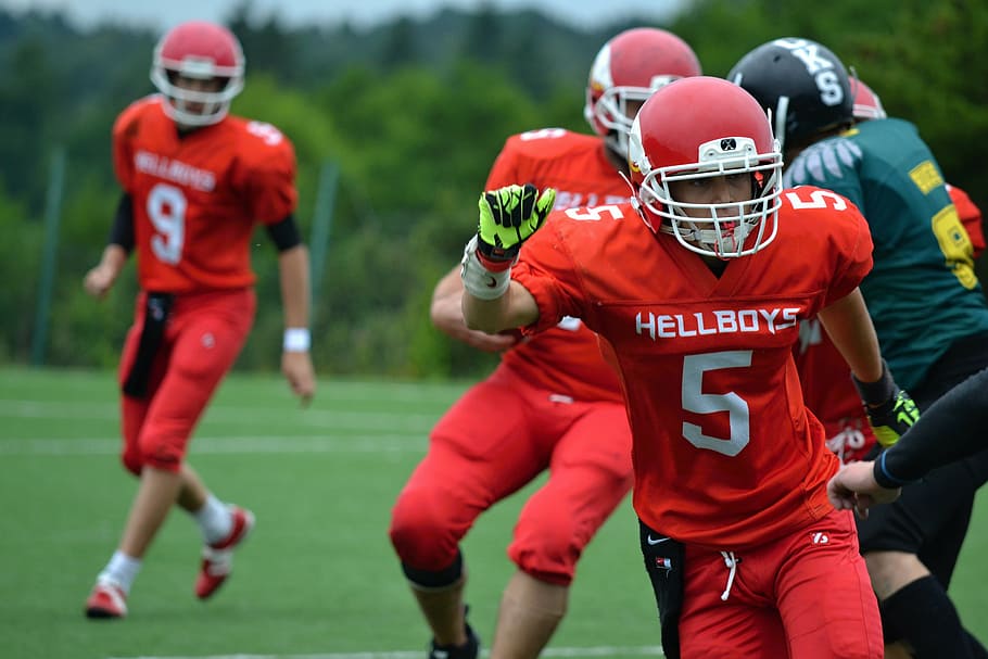 football, american football, placement, players, rules, field, cooperation, sport, red, clothing