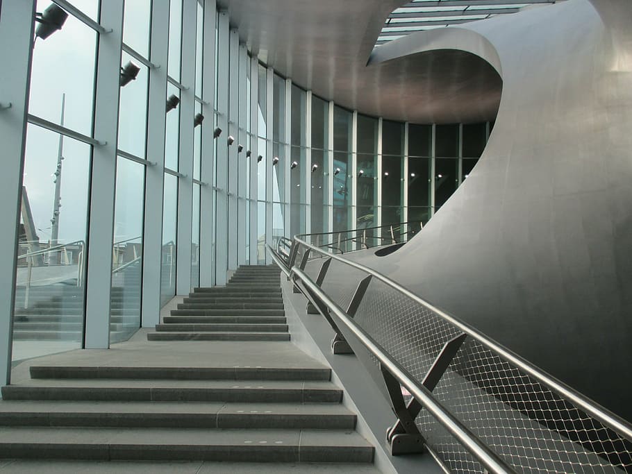 stairs, modern architecture, arnhem, design, architecture, modern, urban, staircase, railing, built structure