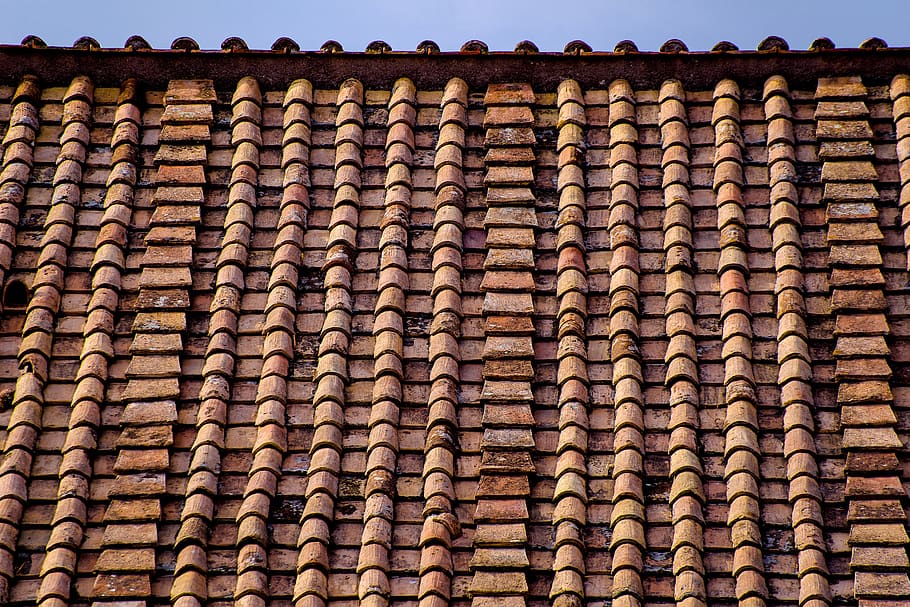 roof, roofing, tiles, old, ancient, rome, italy, roof tile, pattern, large group of objects