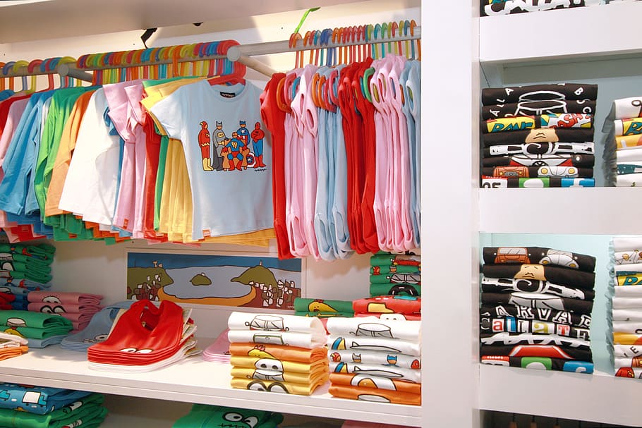 toddler, clothing display, white, shelf, fashion, clothes shop, child, trade, t-shirt, pants