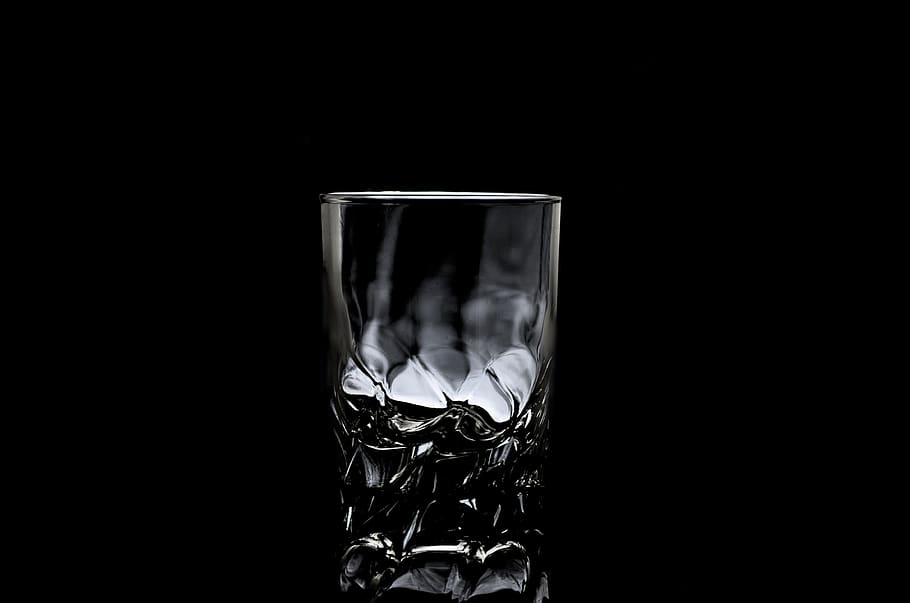 fondo, negro, whisky, cristal, Vidrio, transparente, foto de estudio, fondo negro, vidrio - material, vaso