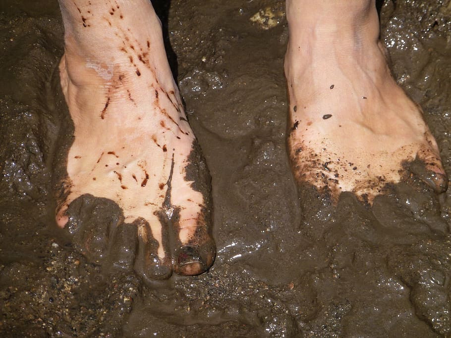 feet, swamp, dirty, ecklig, soft, rude, barefoot, mud, human body part, water