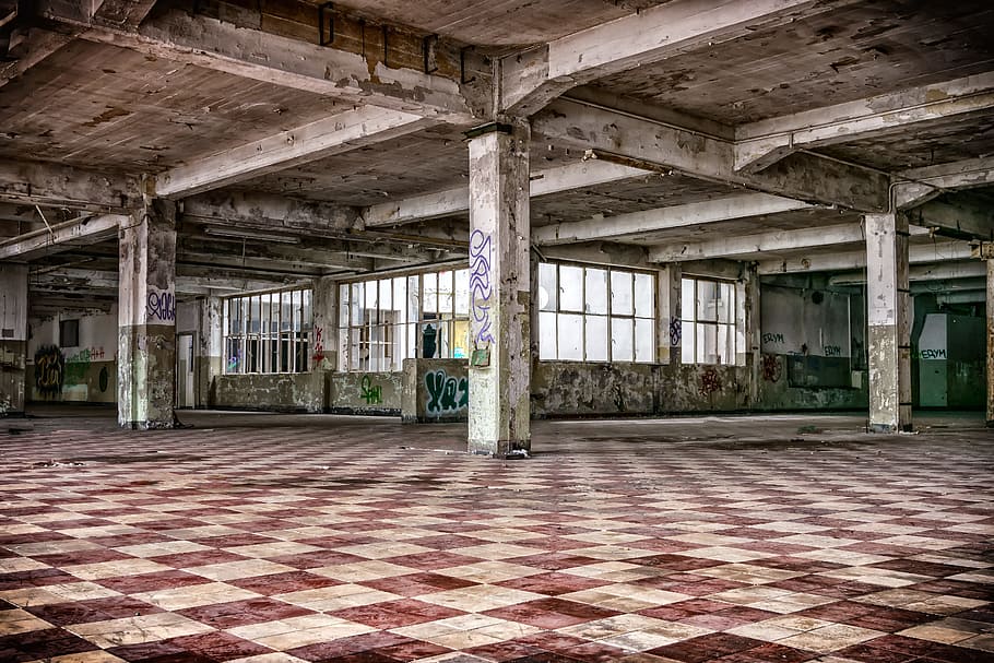 building interior photography, lost places, hall, columnar, pforphoto, lapsed, atmosphere, factory, old, decay