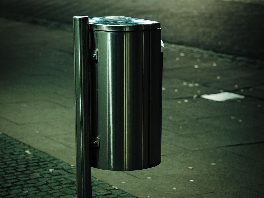 garbage can, road, garbage, waste disposal, disposal, environment, on the side of the road, waste, bucket, side of the road