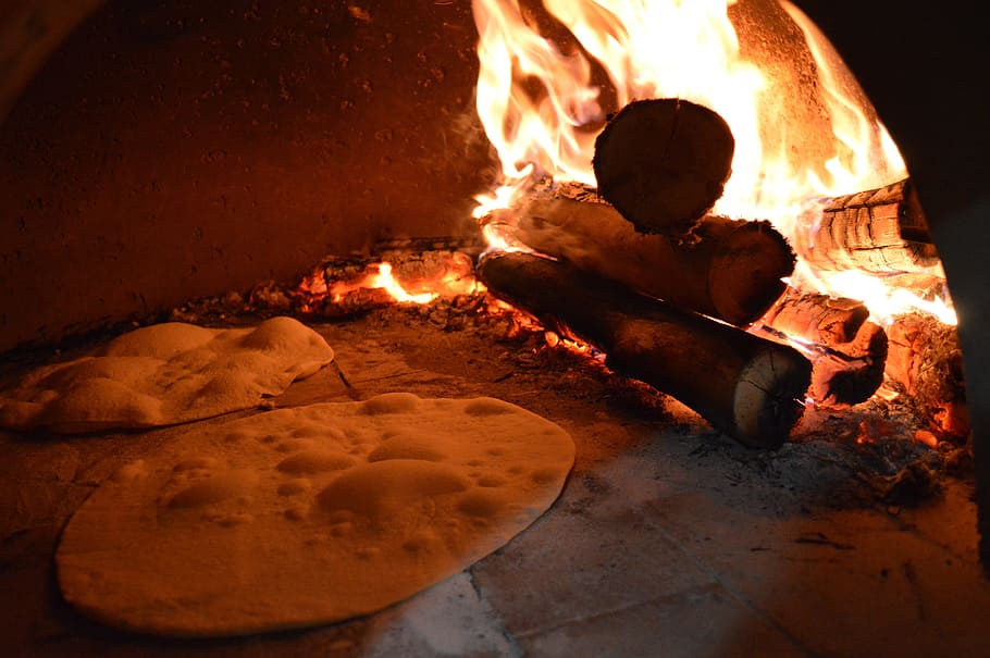 Pizza, leña, carbón, misa, leña forna, calor - temperatura, llama, quema, chimenea, no hay gente