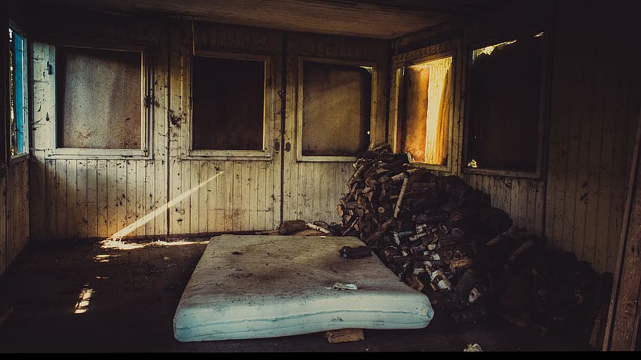 Lost, Old, Decay, Hut, Bed, lost places, leave, window, indoors, abandoned