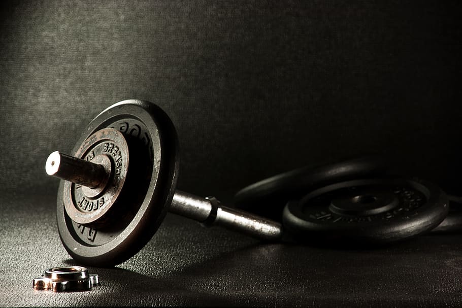 black barbell, black, barbell, sport, fitness, weights, dumbbell, gym, fit, strength training