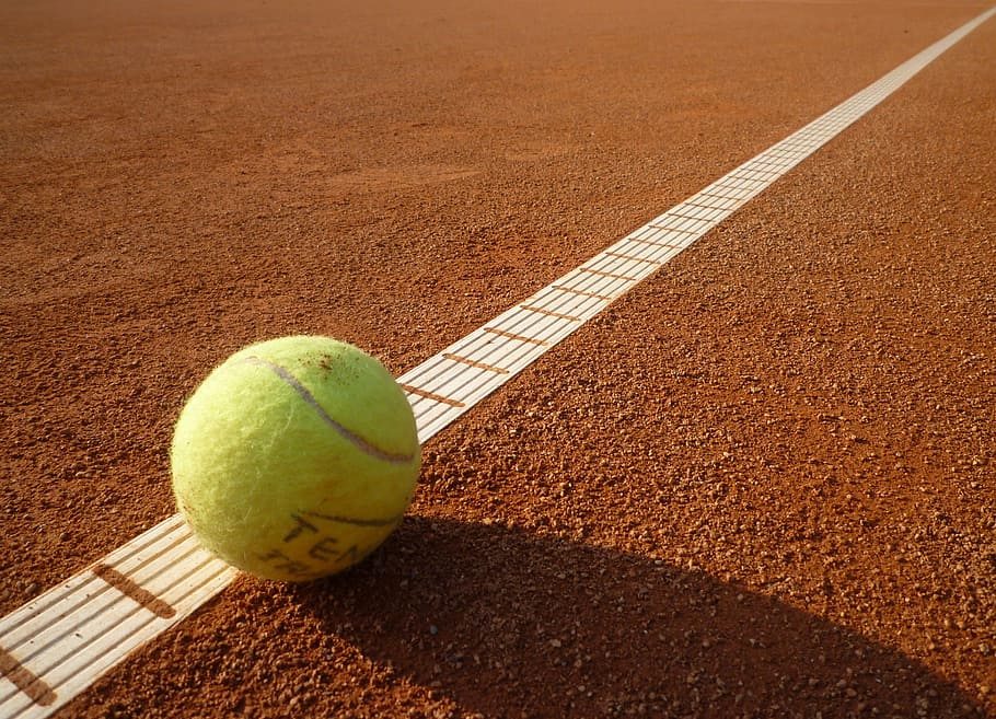 green tennis ball, tennis court, tennis, yellow, ball, sports, ball sports, sport, line, boundary line