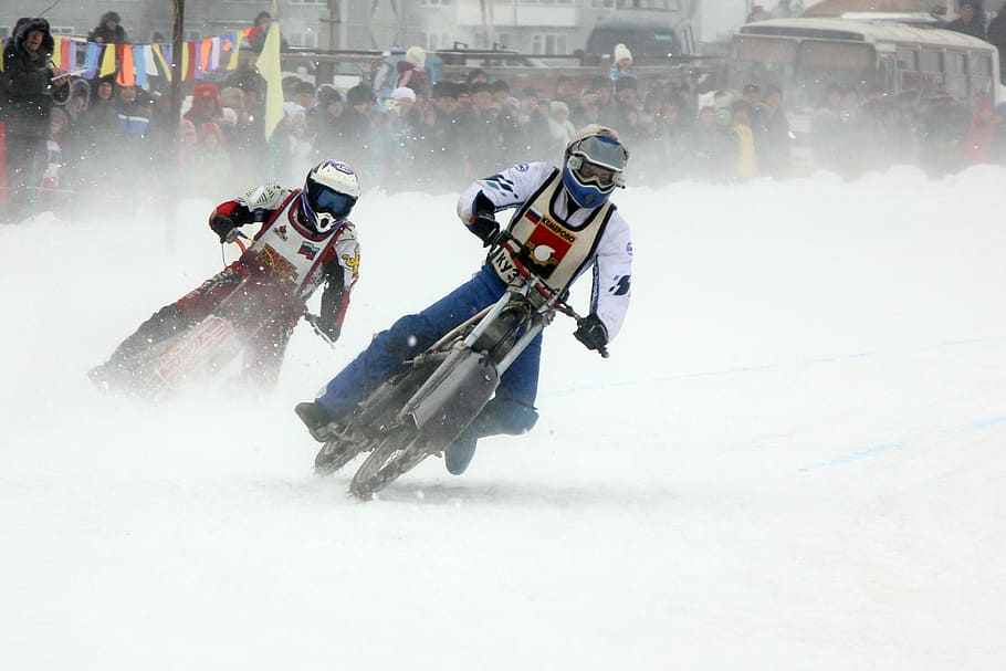 Sepeda motor, Olahraga, Ekstrim, Musim dingin, es, salju, olahraga musim dingin, kecepatan, kegembiraan, suhu dingin