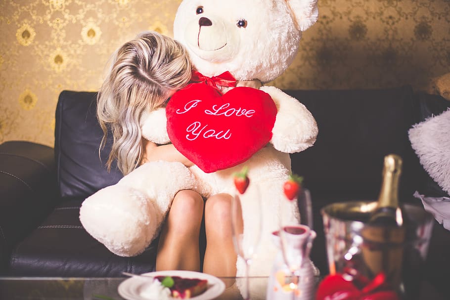 happy, girl, teddy, bear:, valentine's, day !, Happy Girl, Teddy Bear, Hari Valentine, alkohol