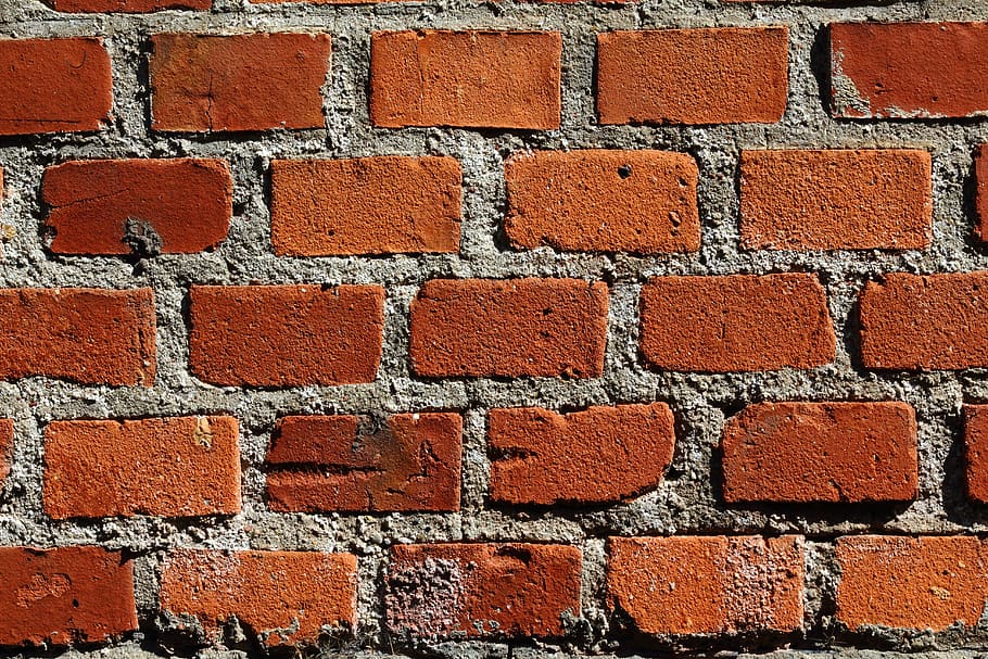the background, brick, red brick, building, the cement, walls, pattern, pieces, rectangles, harsh