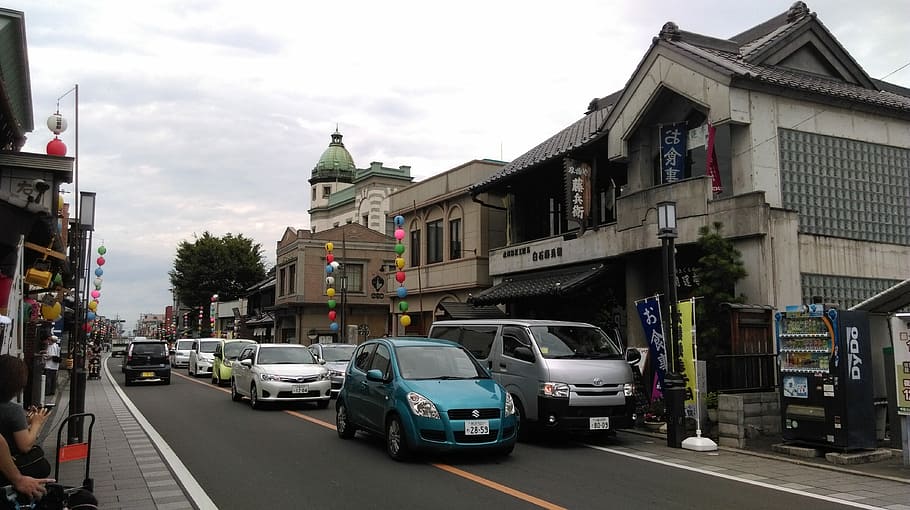 Japan, Travel, Kawagoe, Shi, kawagoe-shi japan, kawagoe city, building exterior, street, car, architecture