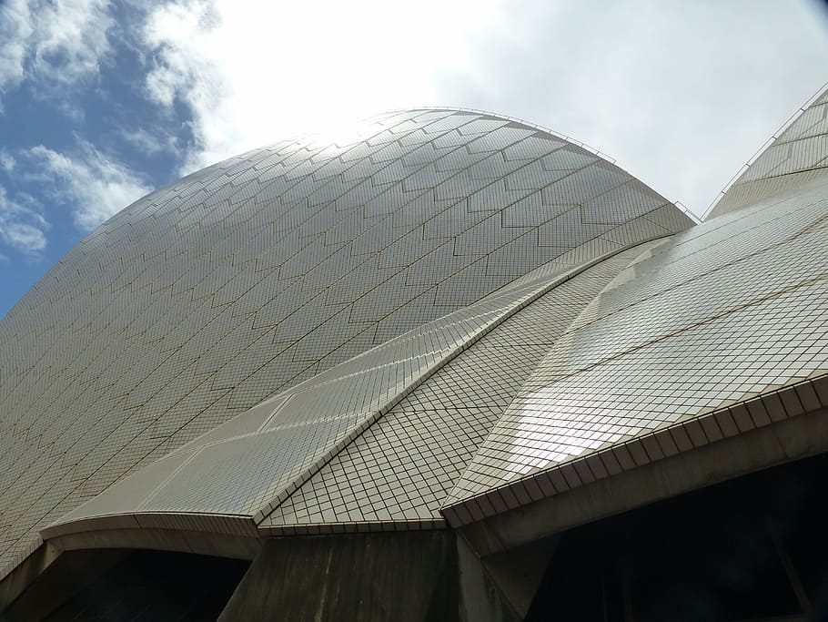 Sydney, gedung opera, tengara, struktur yang dibangun, arsitektur, langit, pandangan sudut rendah, awan - langit, eksterior bangunan, modern
