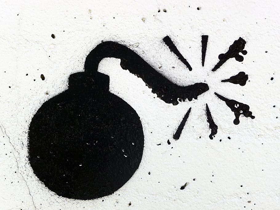 ilustração de bomba preta, grafite, bomba, preto e branco, decoração, pintura, sujo, ninguém, tinta, dia