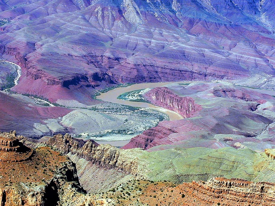 grand canyon, river, colorado river, colorado, gorge, serpentine, desert, nature, landscape, canyon