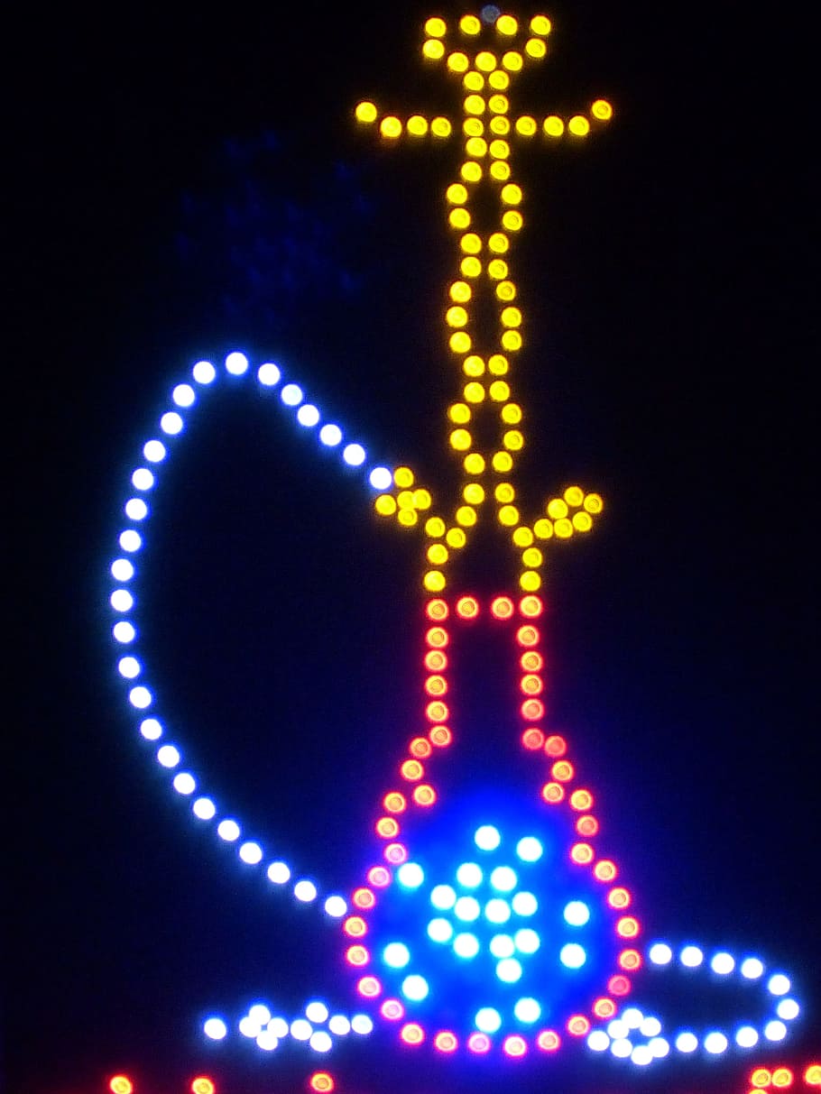 led hookah sign, Led Light, Ad, Hookah, Colorful, light, color, advertising, neon, illuminated