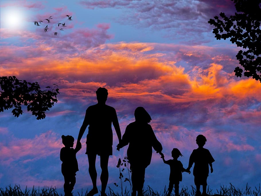 Silhouette Family Sunset Holiday Together Leisure Summer Child Human Sky Pxfuel