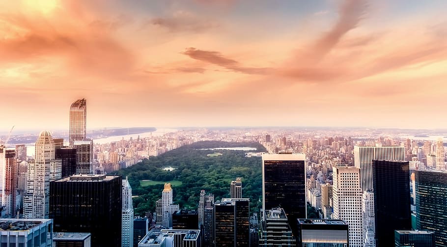 aerial, central, park, Central Park, New York City, urban, buildings, skyscrapers, landmark, historic