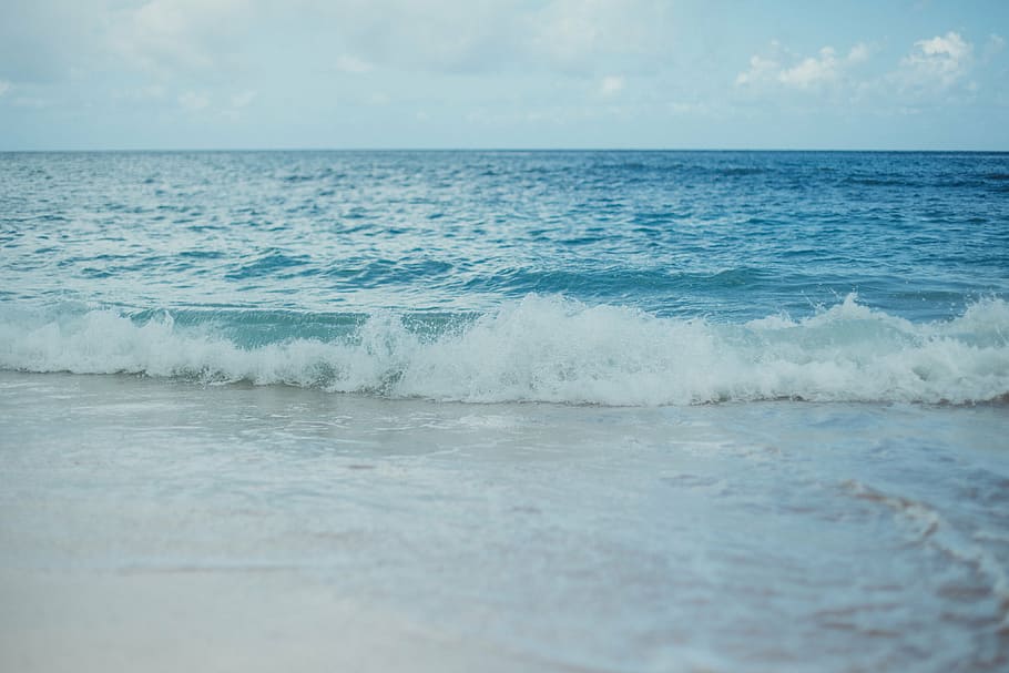 wave, sea, day time, shorebreak, water, breakwater, splash, ocean, blue, beach
