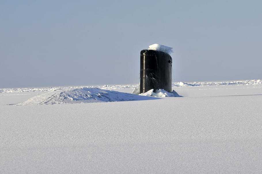 submarine on snow, arctic, ocean, submarine, sub, boat, sea, winter, snow, ice
